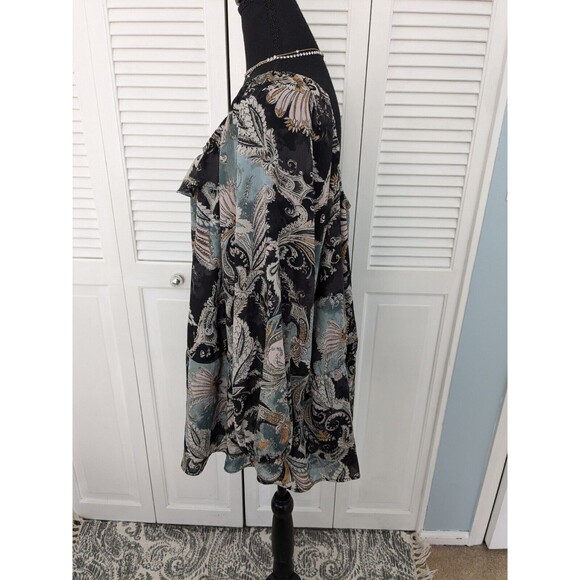 Maurices Top Sz 3X Boho Sheer Multi Paisley Off The Shoulder Peplum Ruffle Trim - Picture 9 of 14